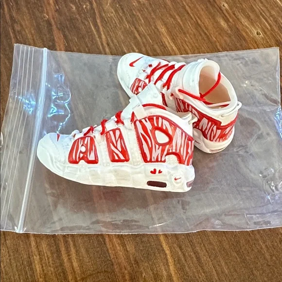 01,Red and White Nike Air High-Top Sneakers - Picture 3 of 4